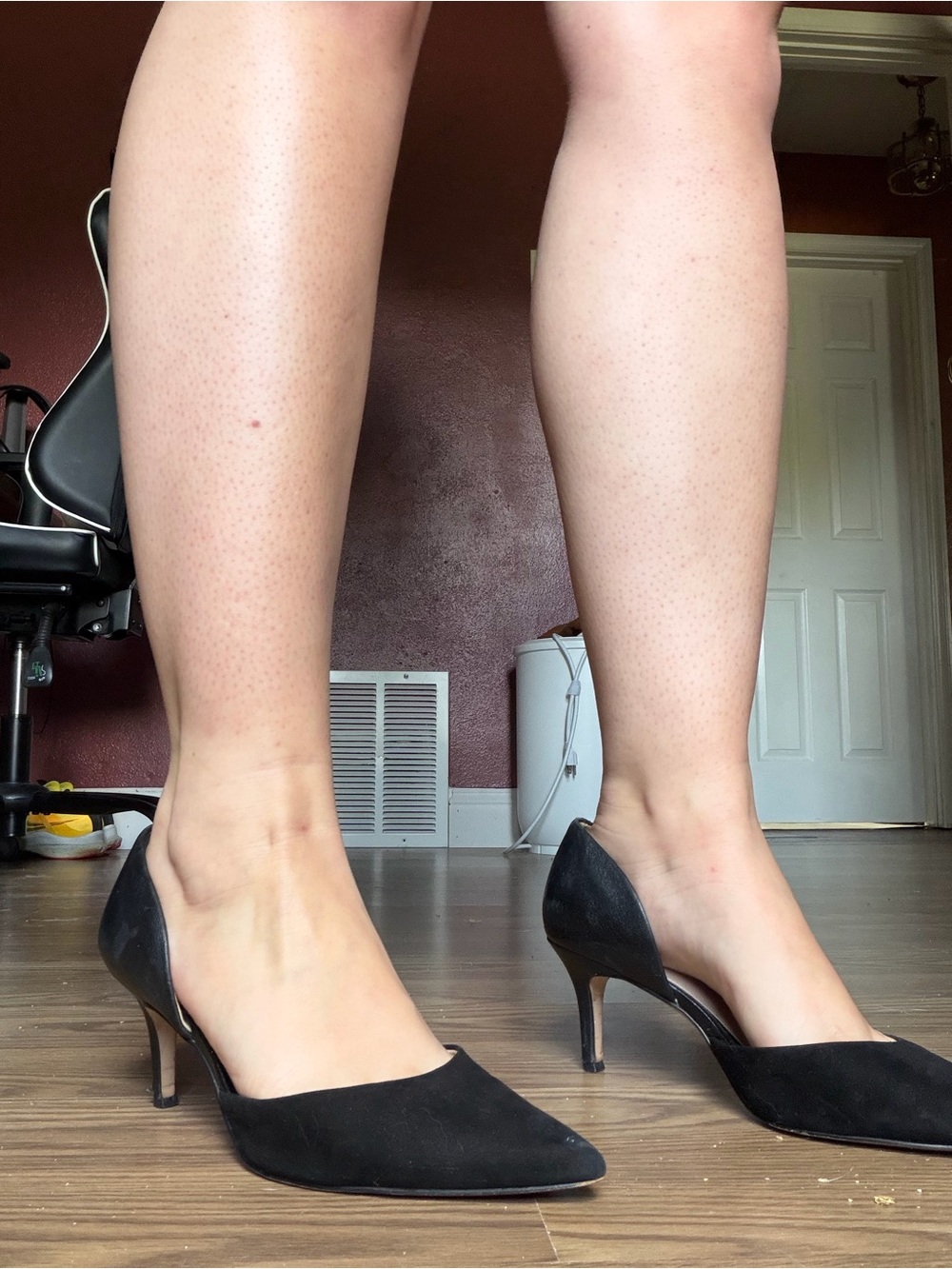 Essex Lane Black Suede D'Orsay Pointed-Toe Heels